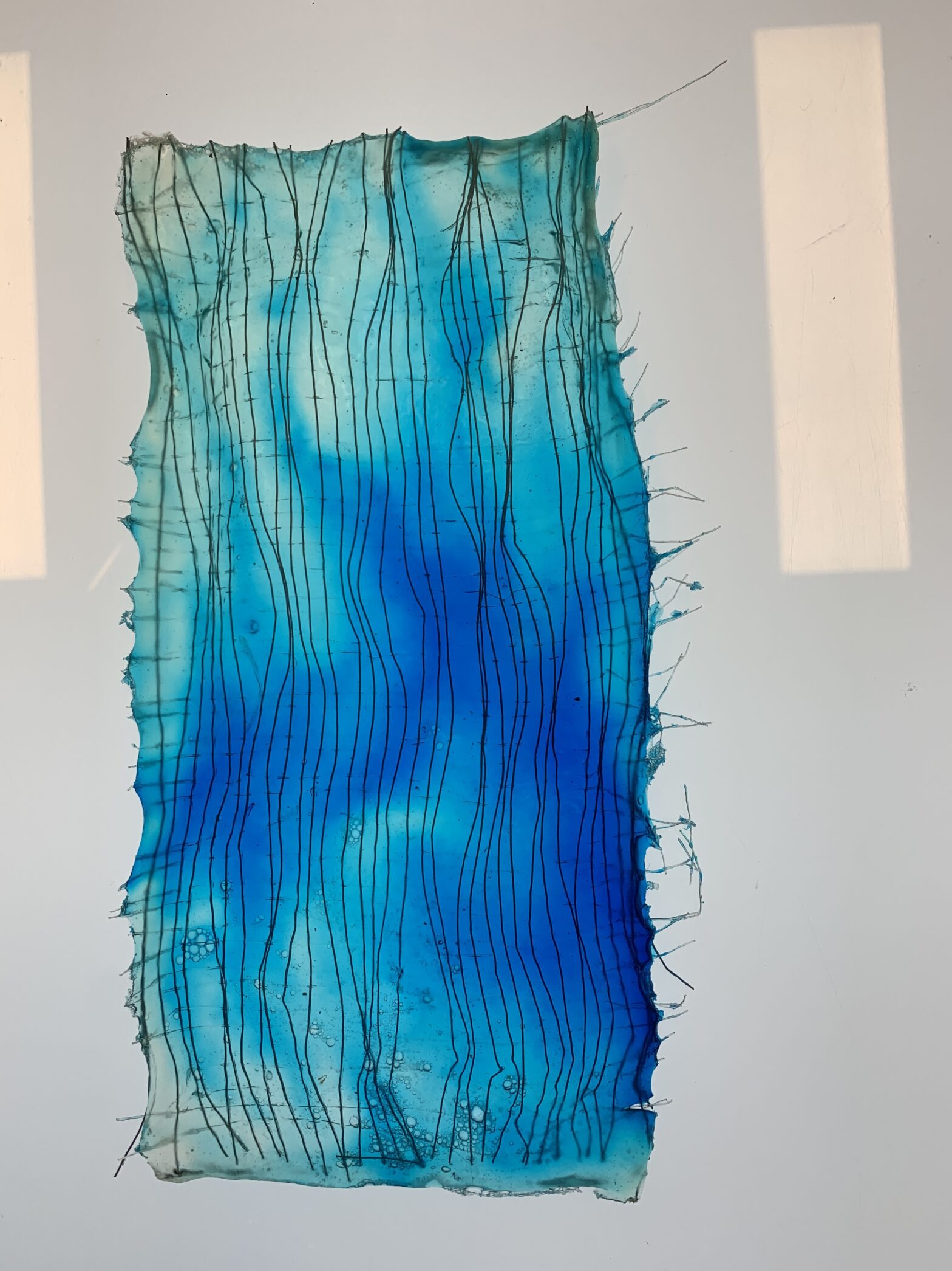 gelatine- travail de recherche sur l'eau, ses couleurs et ondulations